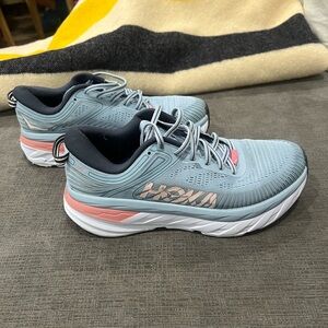Hoka Women's Athletic Shoes - Light Blue and Coral